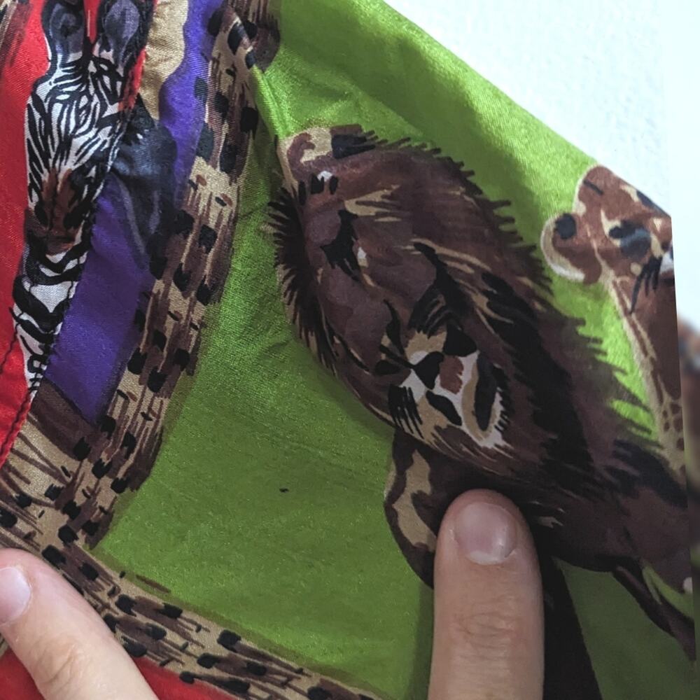 Vtg 80s EVR Silk Bomber Jacket Wildlife Oversize 1X - Picture 7 of 8